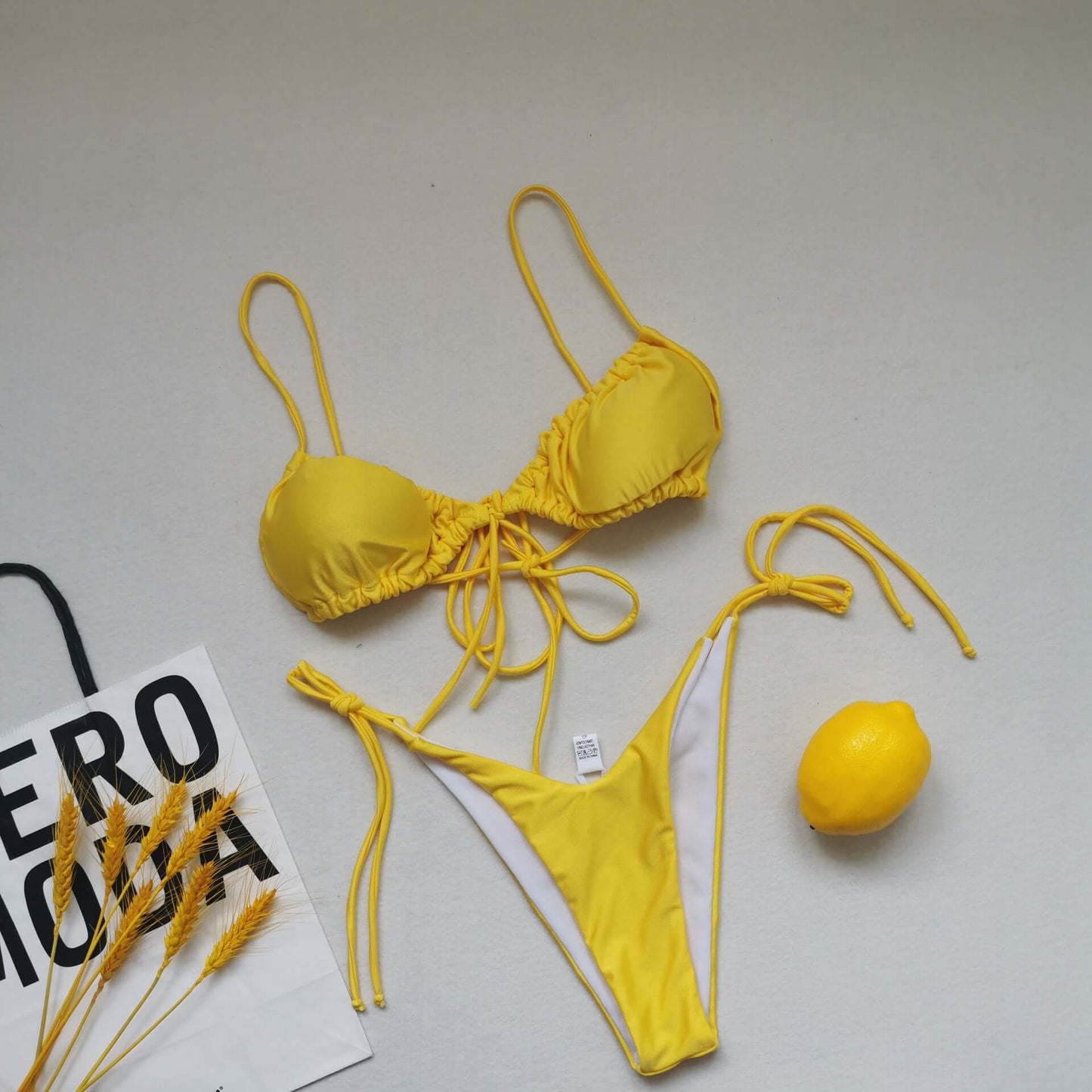 Three Point Drawstring Thong Bikini