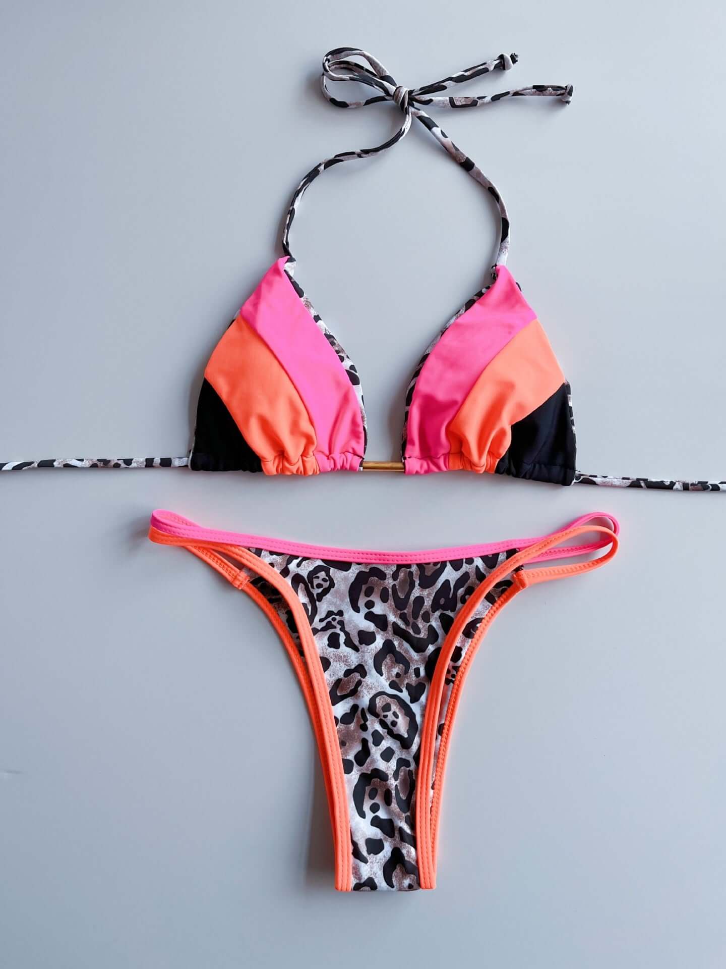 Neon Mash Up Thong Bikini