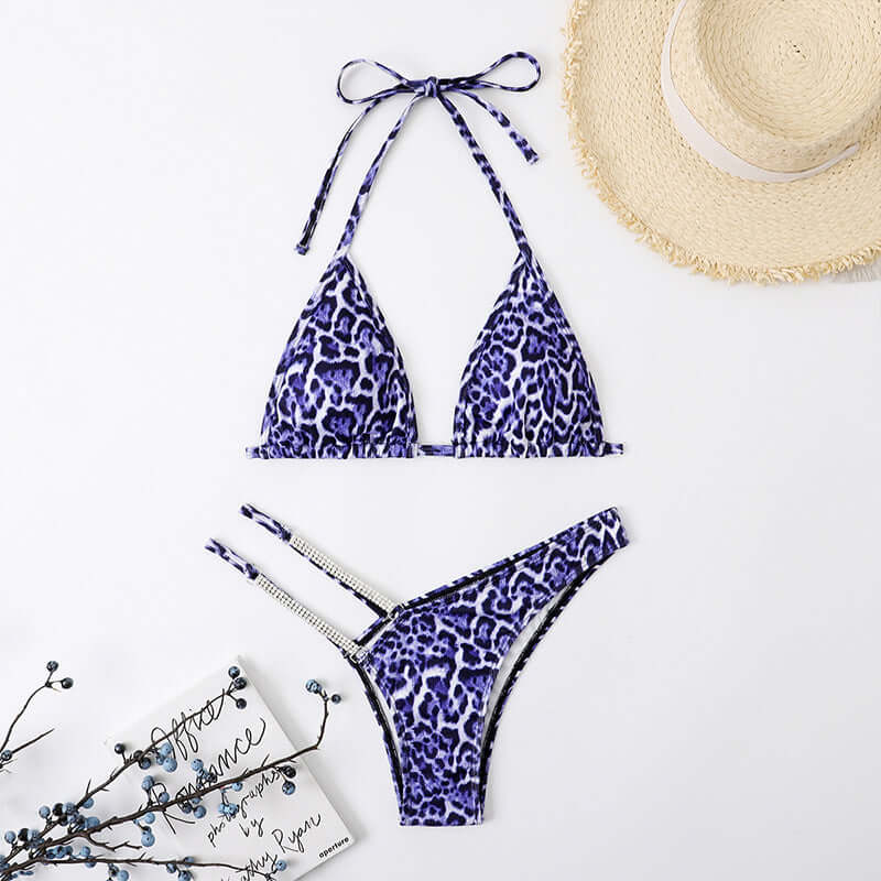 Leopard Print Split Front Thong Bikini