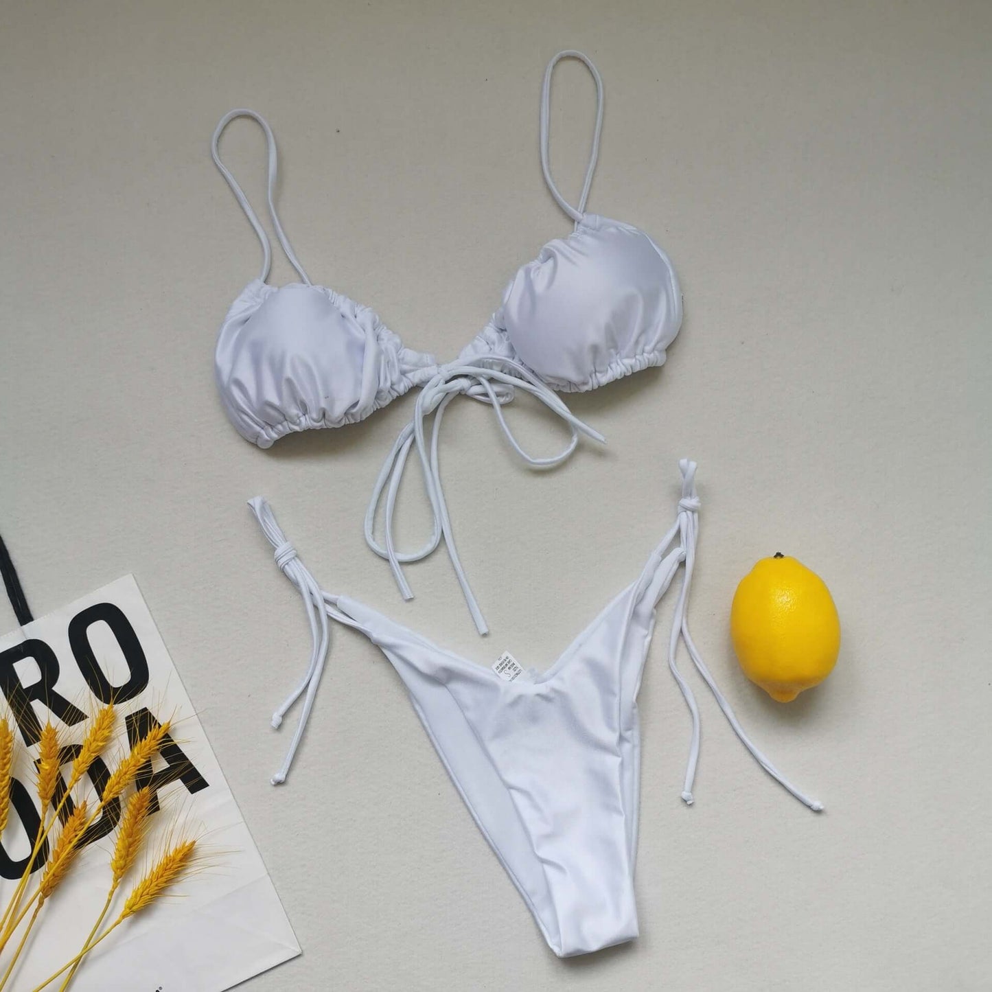 Three Point Drawstring Thong Bikini