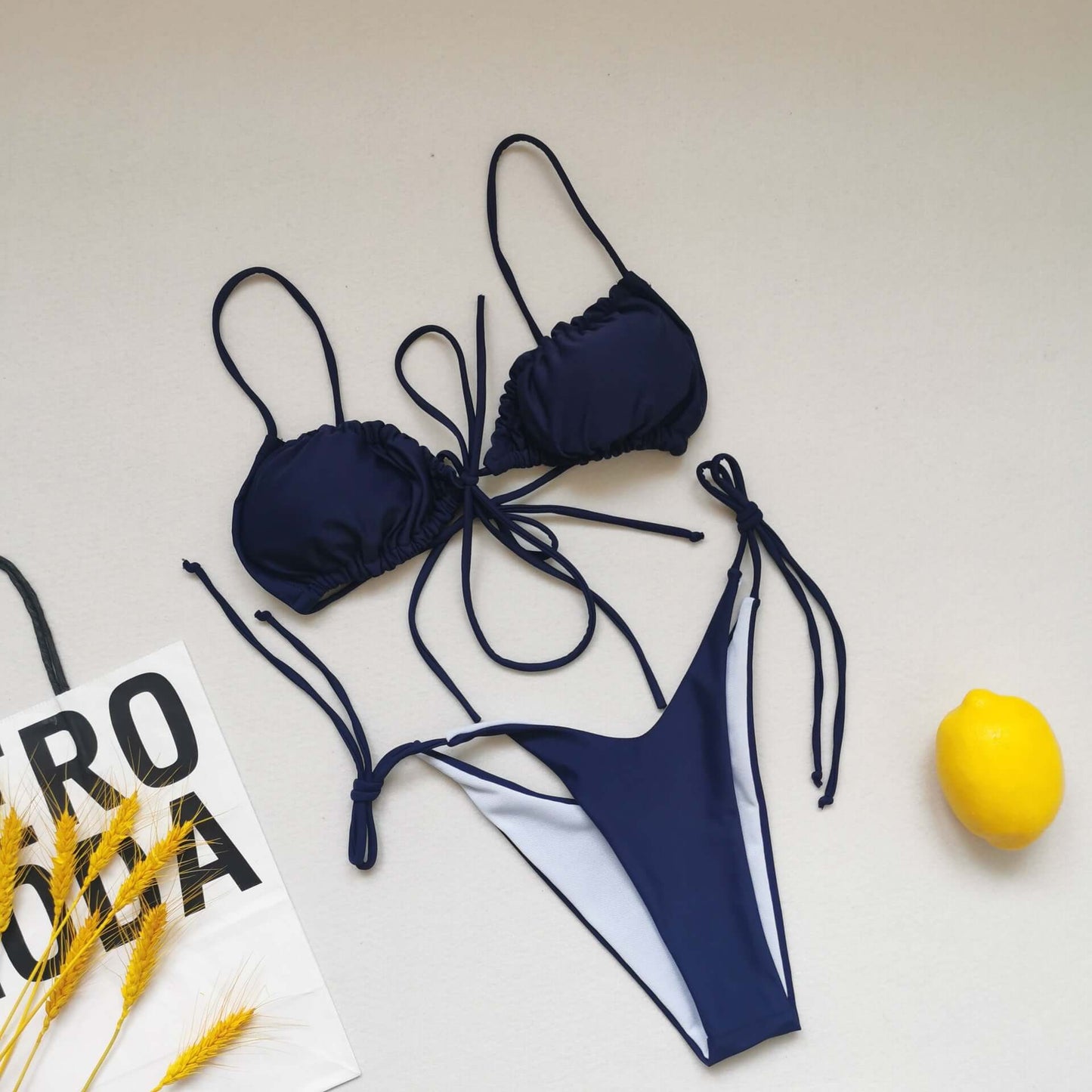 Three Point Drawstring Thong Bikini