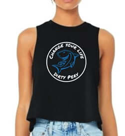 Racerback Cropped Tank "CHANGE YOUR LIFE DIRTY PERV SHARK"