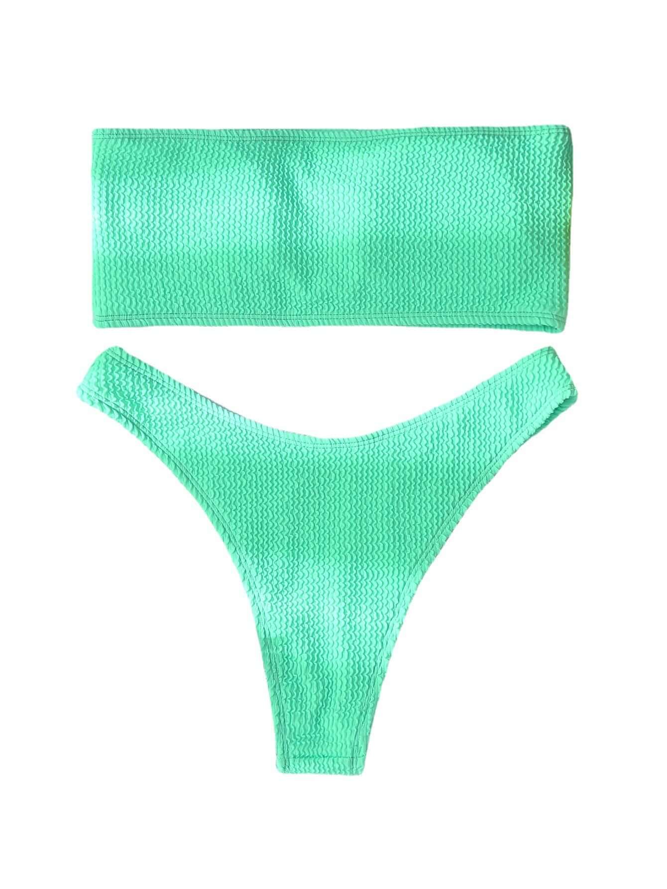 Snake Cloth Tube Top High Waist Cheeky Bikini