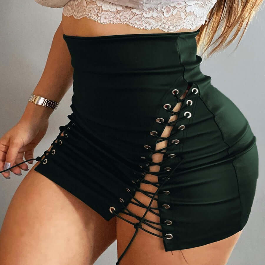 High Waist Side Lace-up Skirt