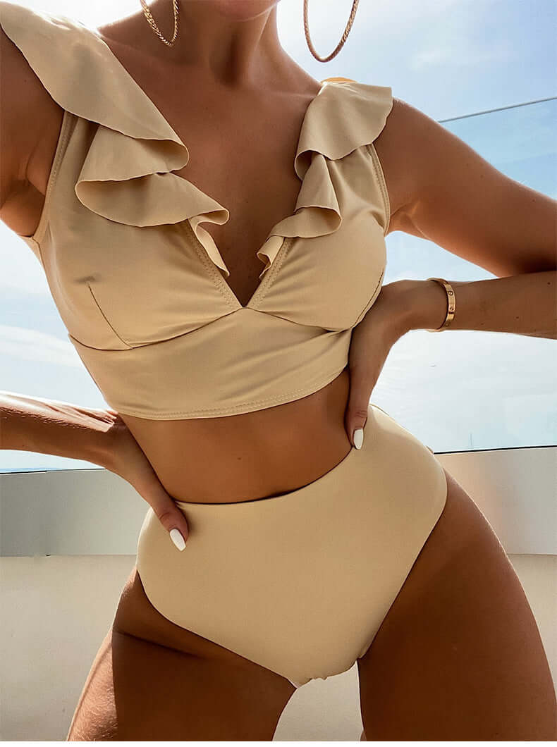 Nikki's Deep V-neck Split Bikini