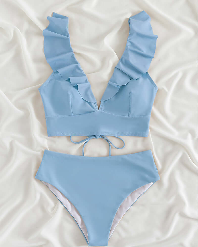 Nikki's Deep V-neck Split Bikini