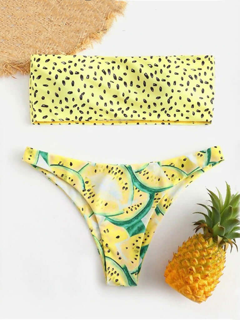 Fruit Fusion Strapless Thong Bikini