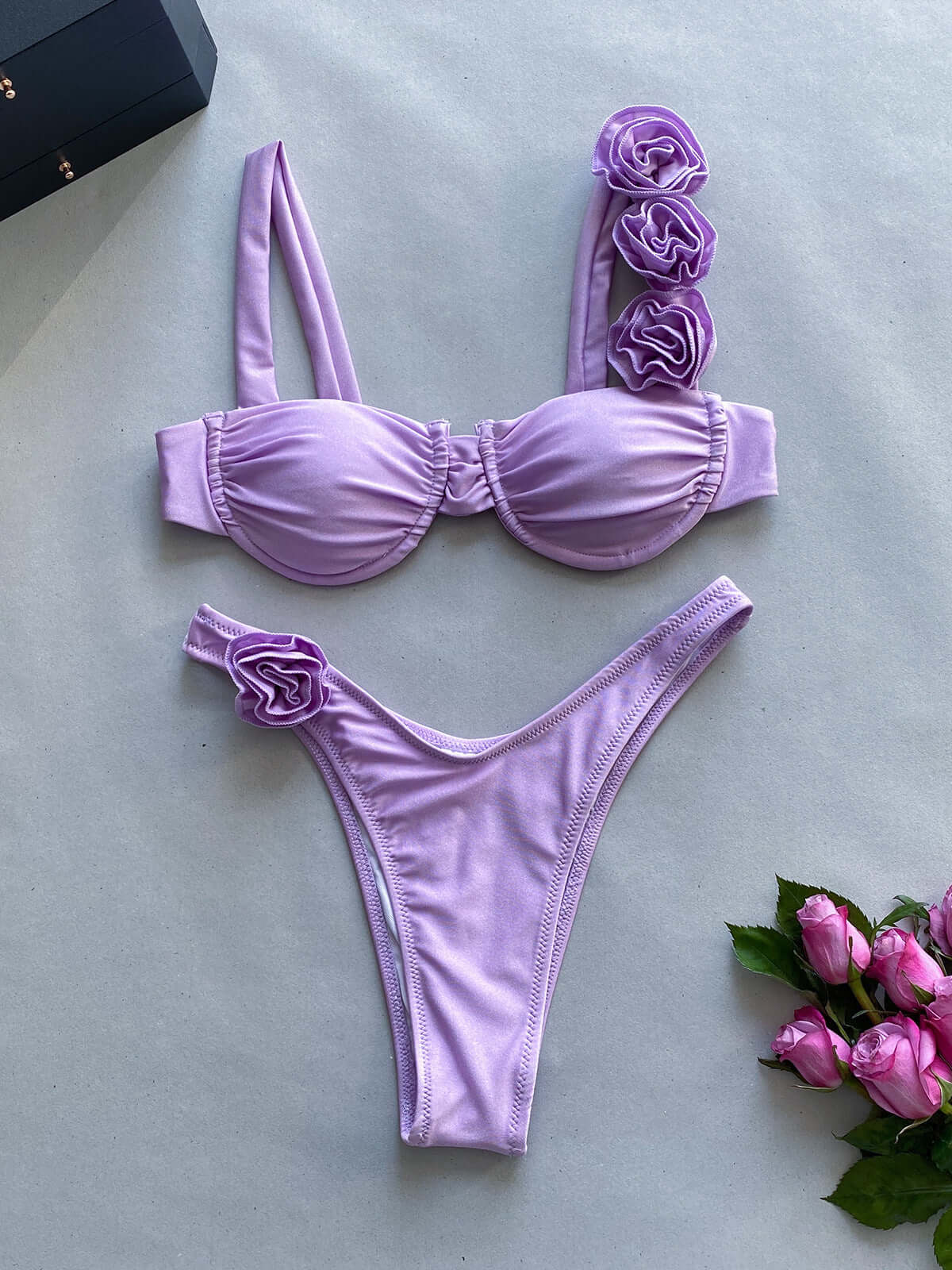 Nikki's 3D Rose Thong Bikini