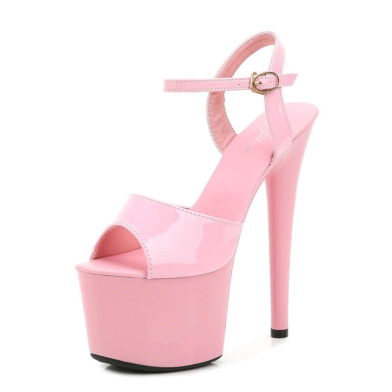 Leather Fish Toe High Heels