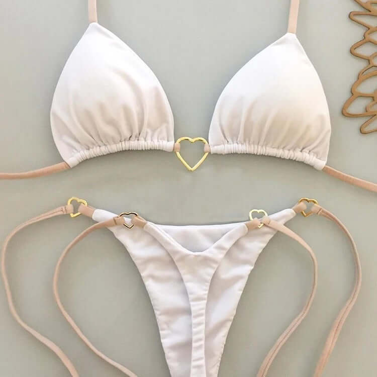 Heart Of Gold Bikini Suit Low Waist Lace-up