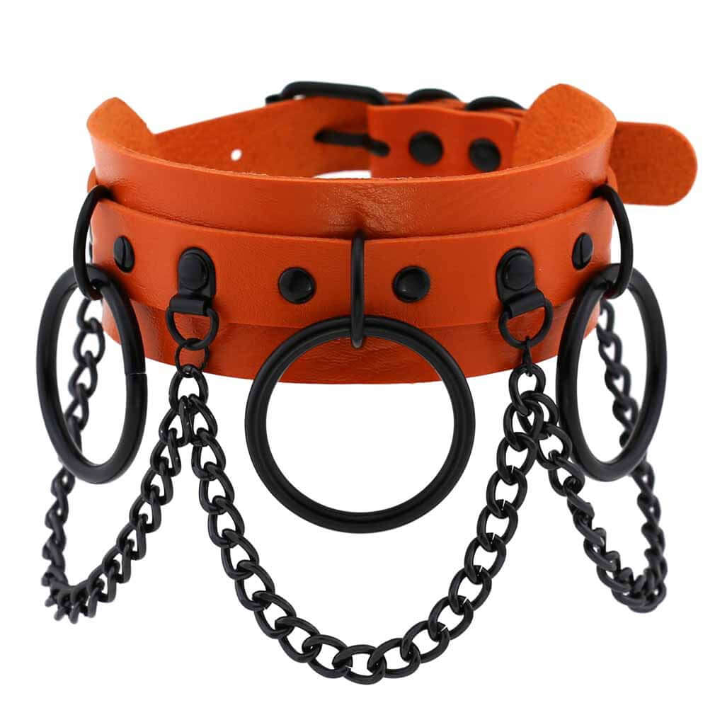 Punk Leather Chain Necklace