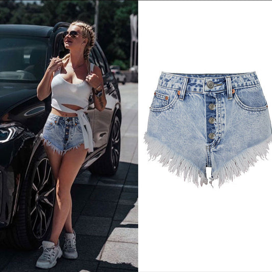 Breeze High Waist Washed Denim Shorts
