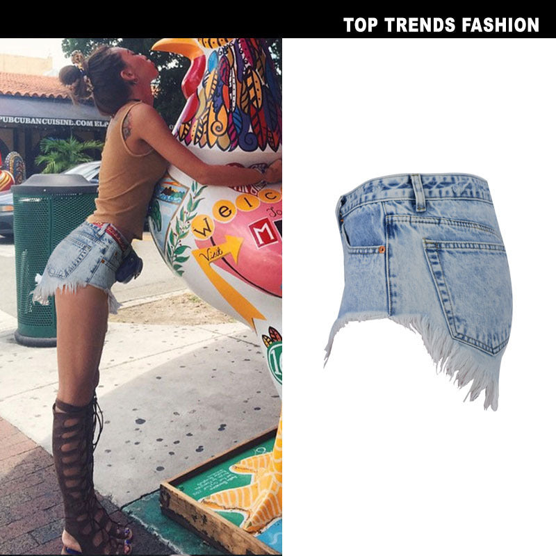 Breeze High Waist Washed Denim Shorts