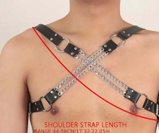 Men's Bondage Leather Chain Harness