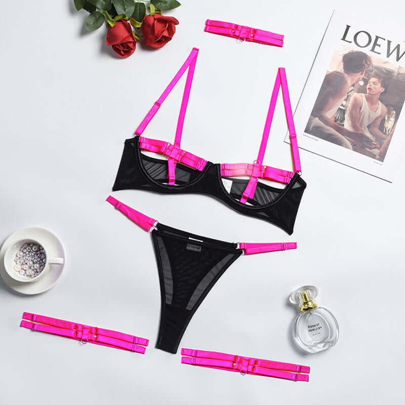 Sexy Vibrant Buckle Lingerie Set