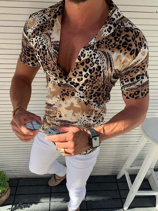 Leopard Print Designer Button Down
