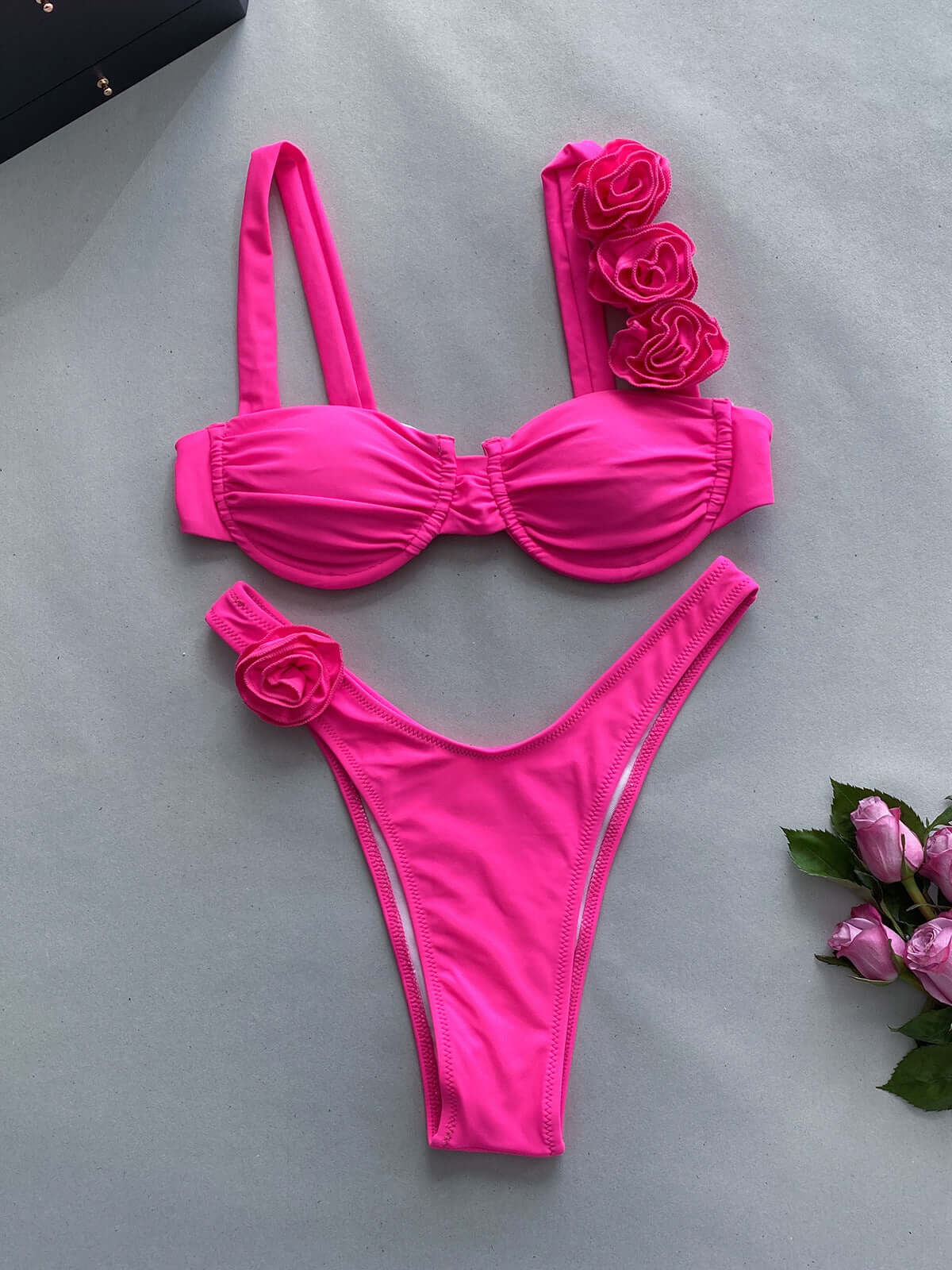 Nikki's 3D Rose Thong Bikini