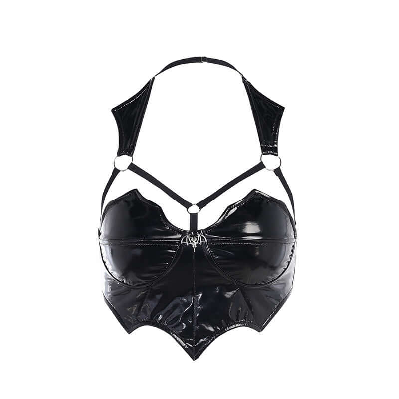 PU Batwing Crop Top