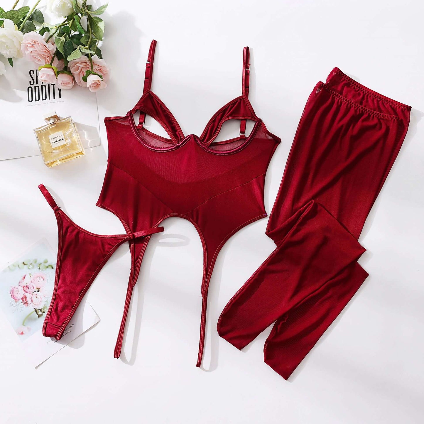 Stay Strapped Underboob Set With Stockings