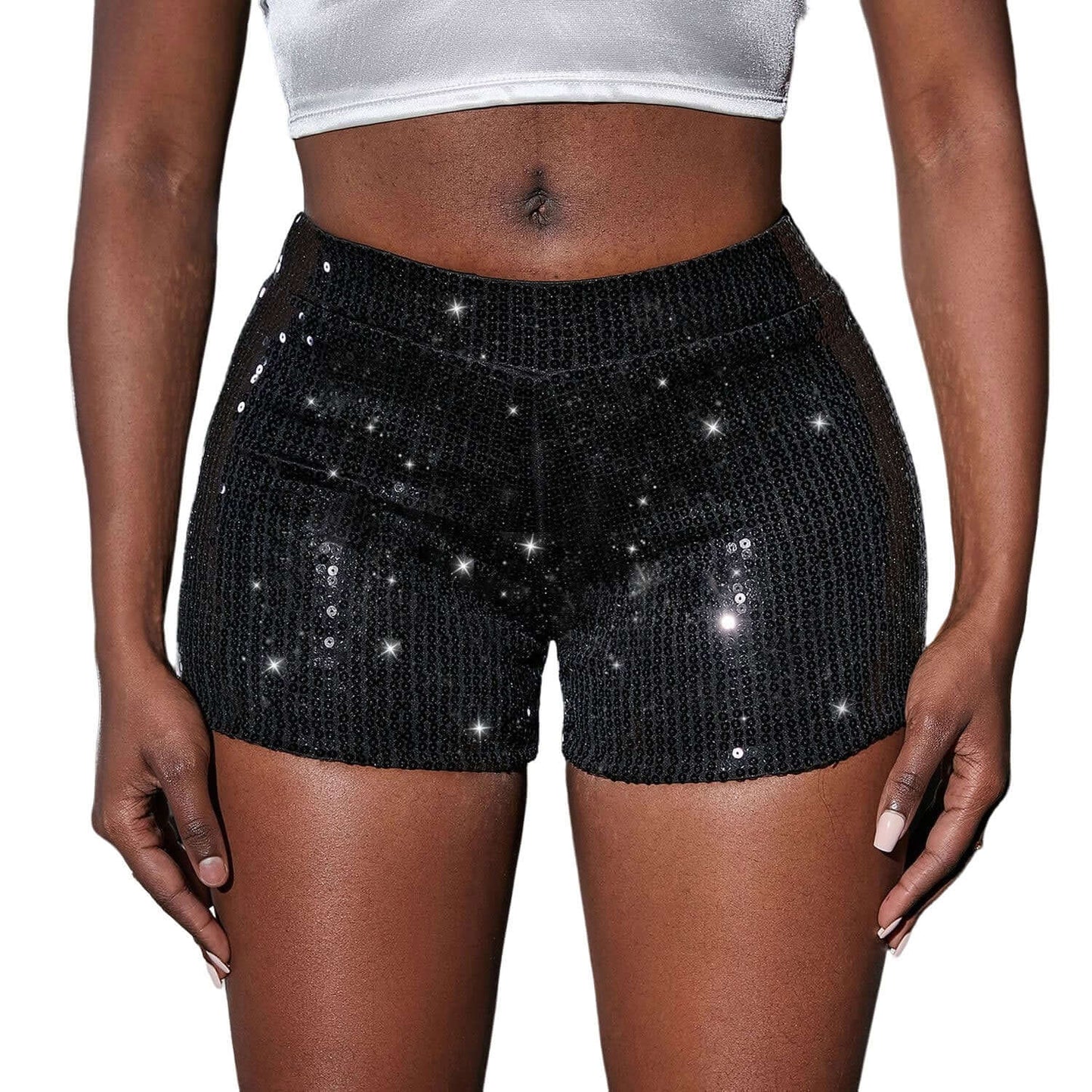 High Waist Sequined Shorts