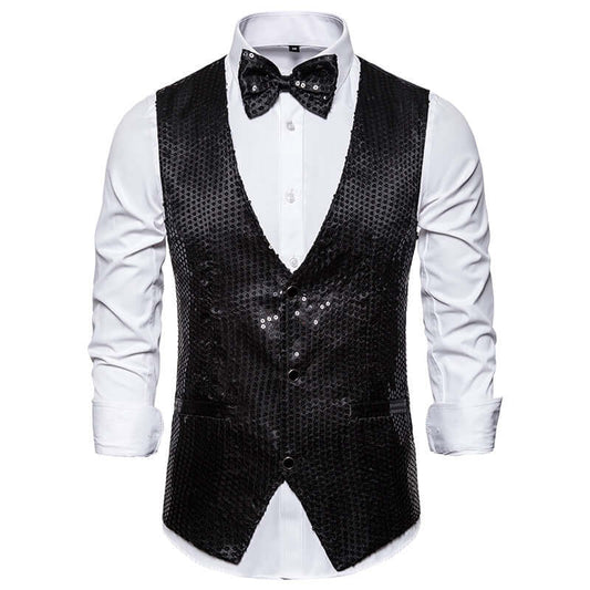 Sequined Vest and Bow Tie