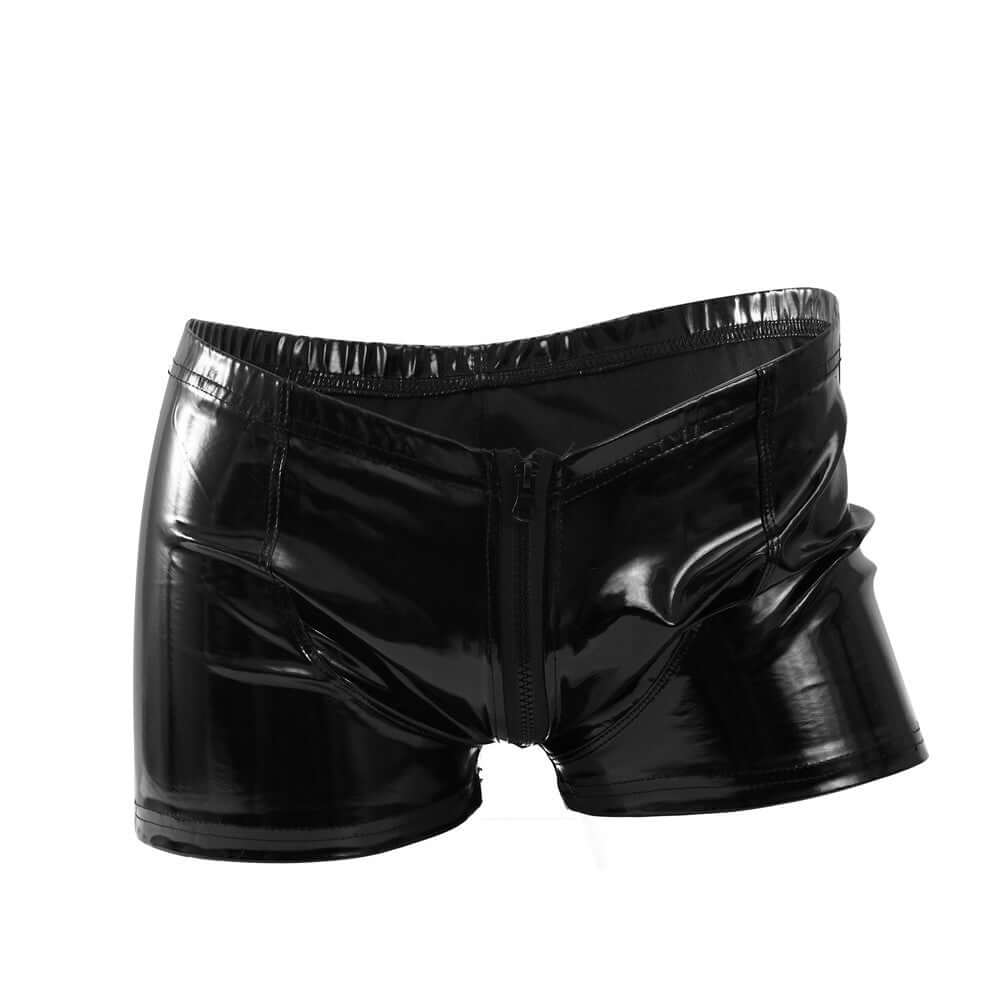 PU Zip Front Leather Shorts