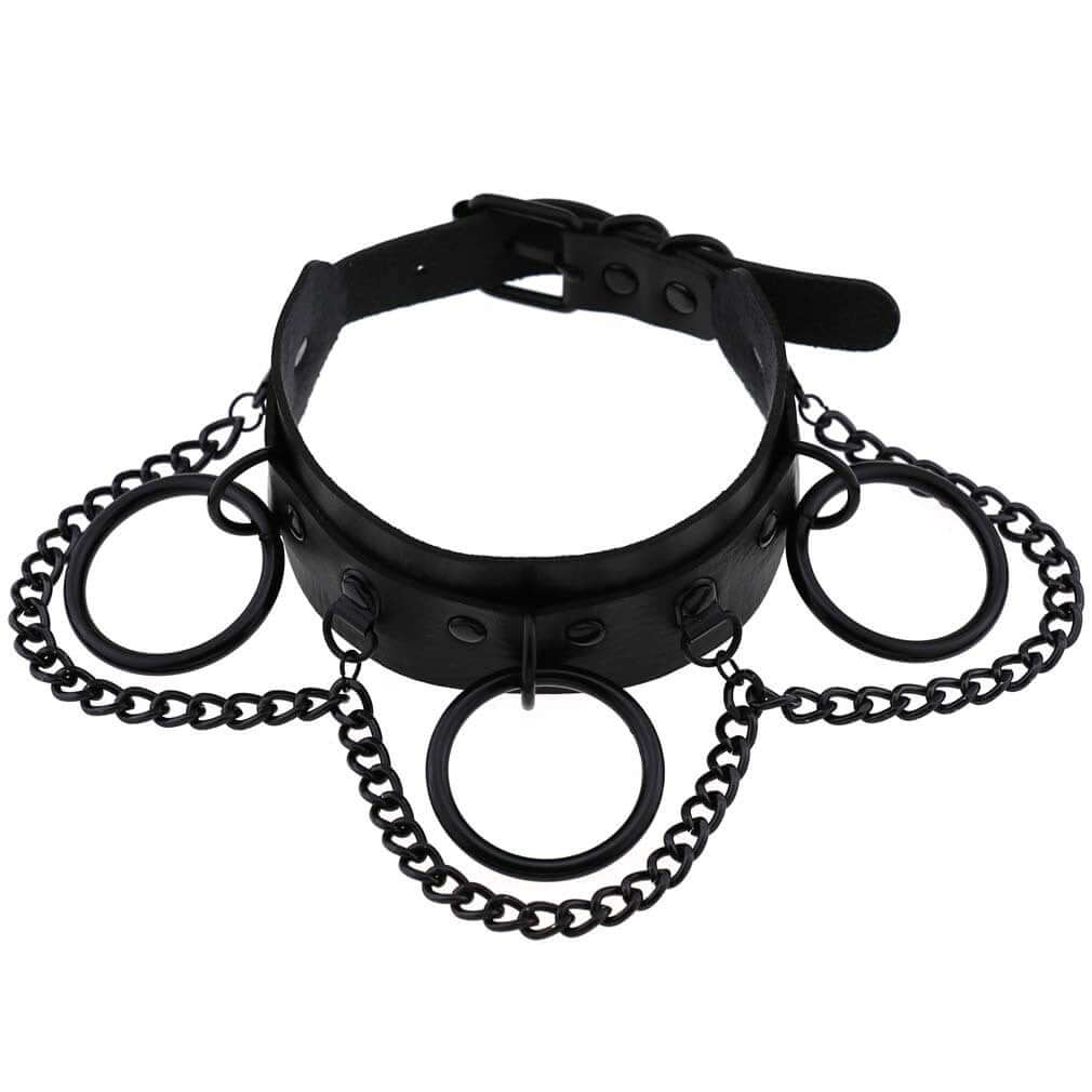 Punk Leather Chain Necklace