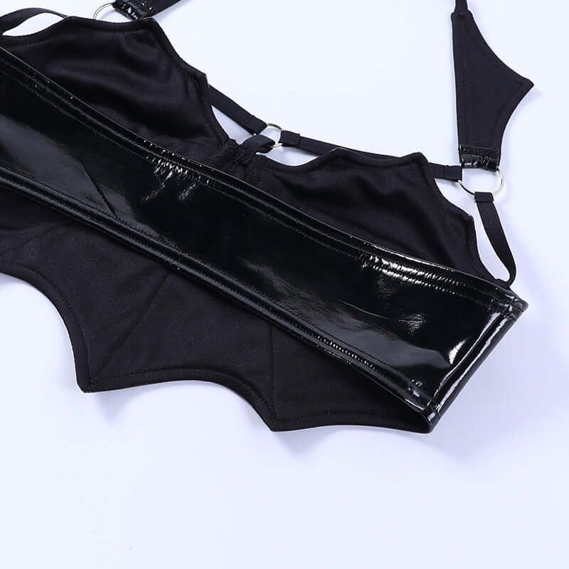 PU Batwing Crop Top