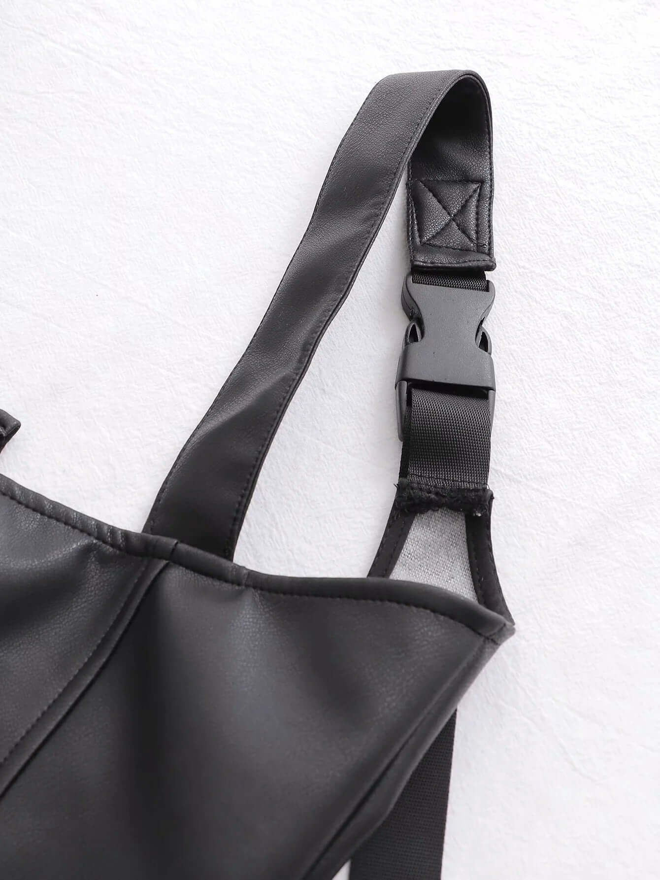 PU Leather Zip Front Corset Crop Top