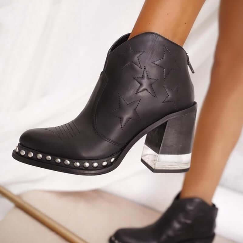 Western Heeled Ankle Cowboy Boots