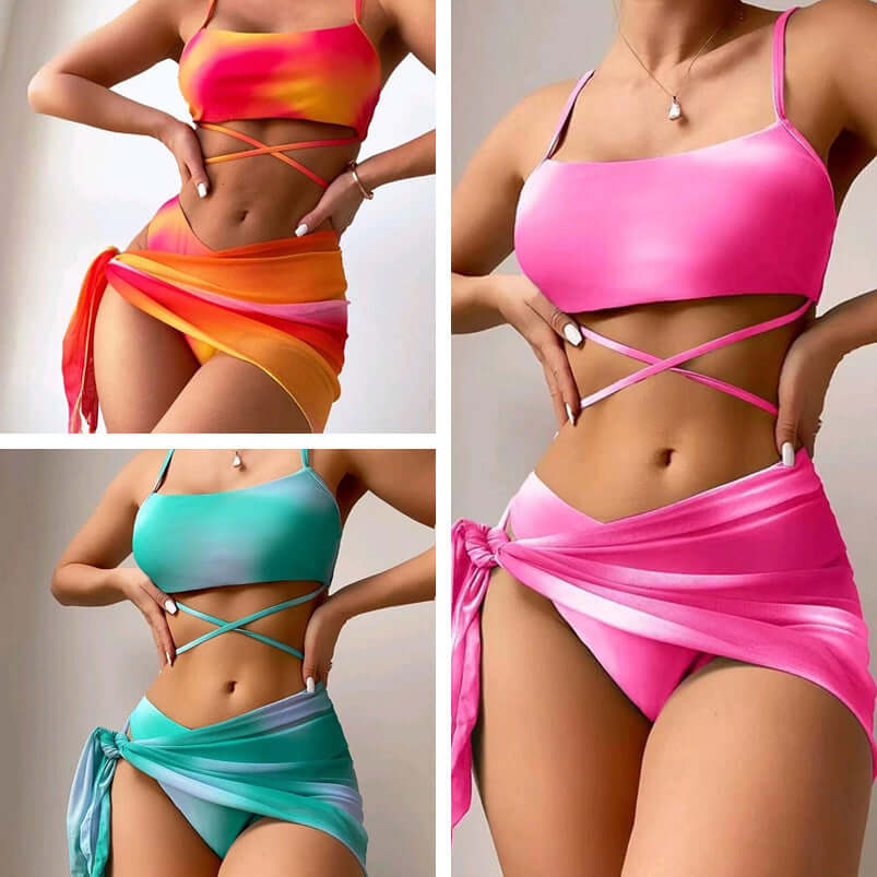 3pcs Tie Dye Cheeky Bikini