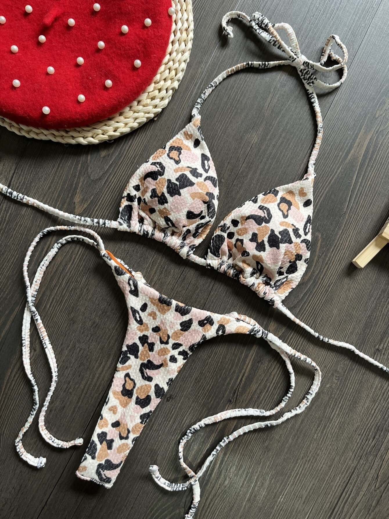 Textured Mini Thong Bikini
