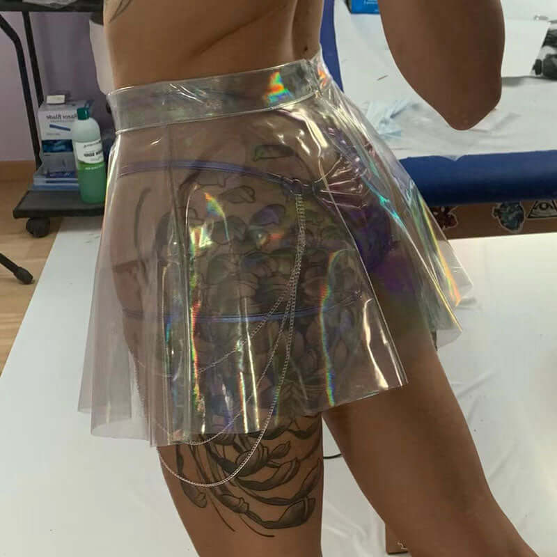 See Through Metallic Mini Skirt