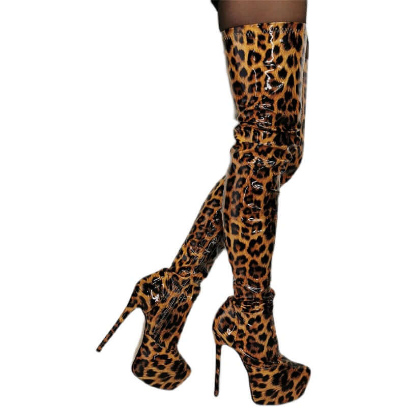 Leopard Thigh High Heels