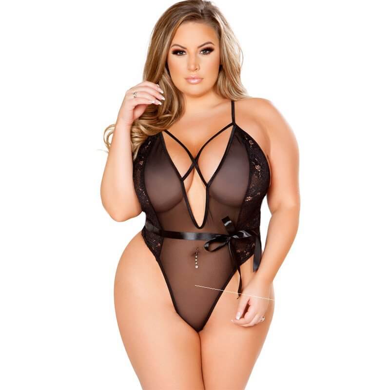 Plus Size Mesh Bodysuit