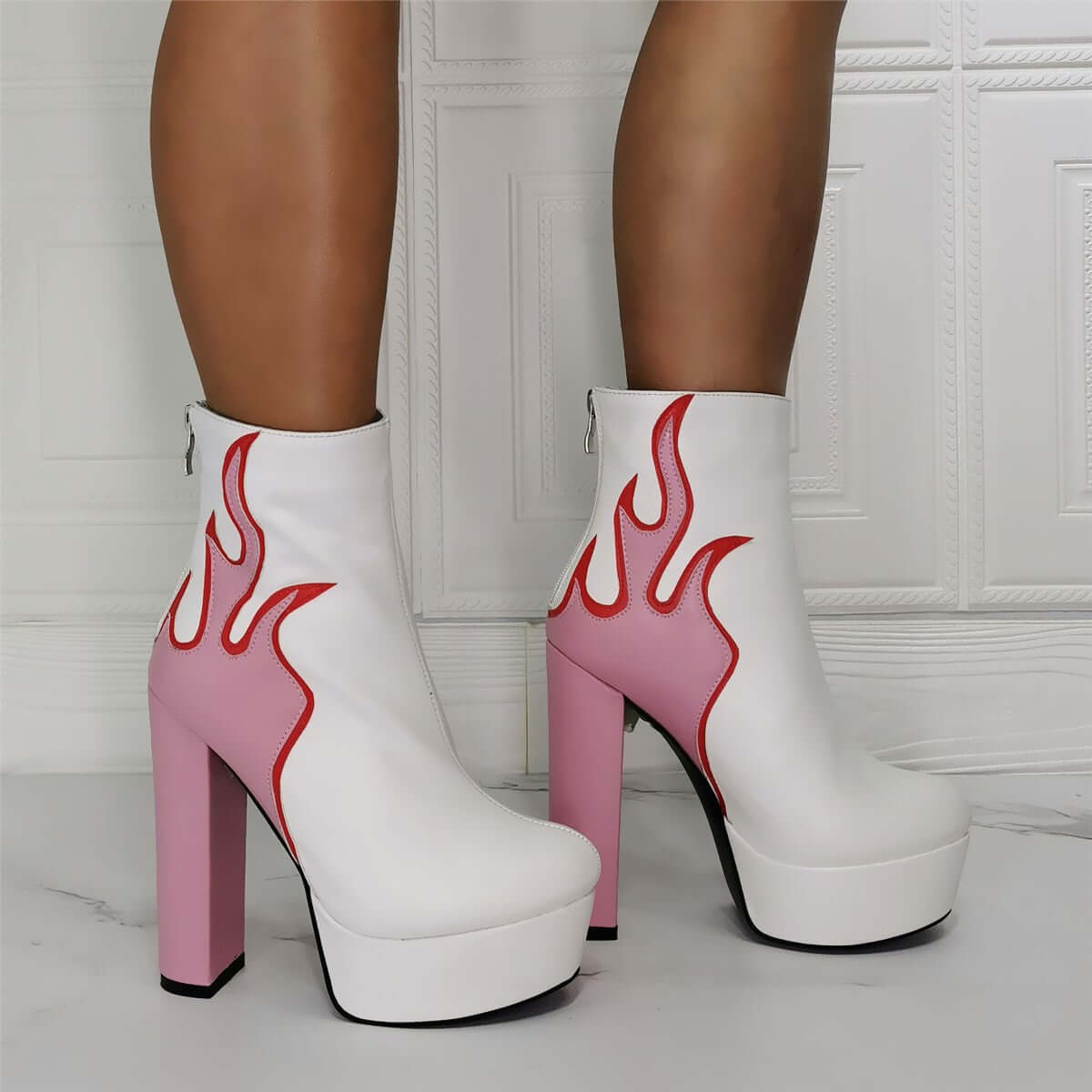 Flame Thick High Heels
