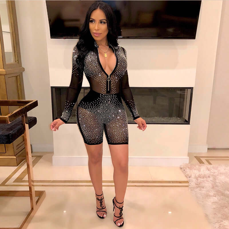 Sexy Long Sleeve Mesh Bodysuit