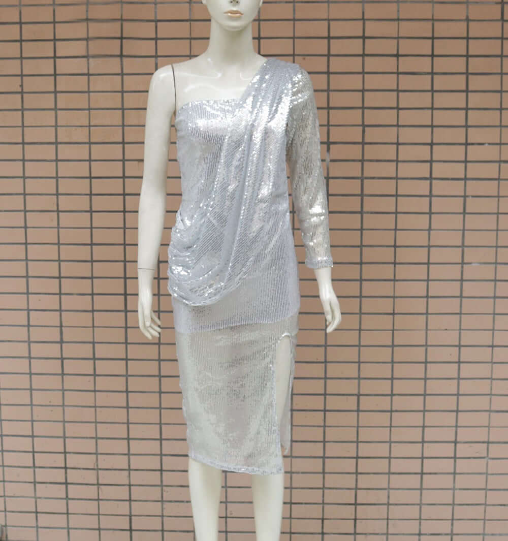 One-shoulder Slit Dress