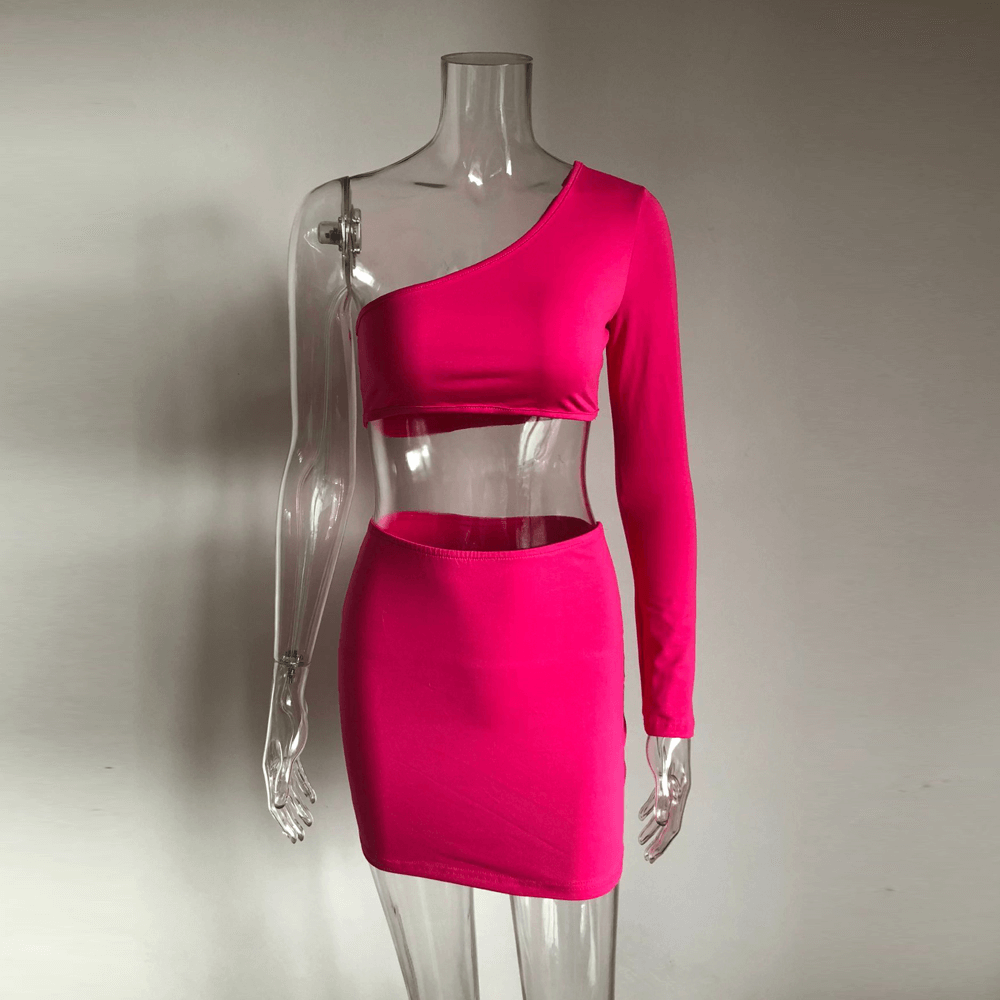 Single Sleeve Neon Crop Dress