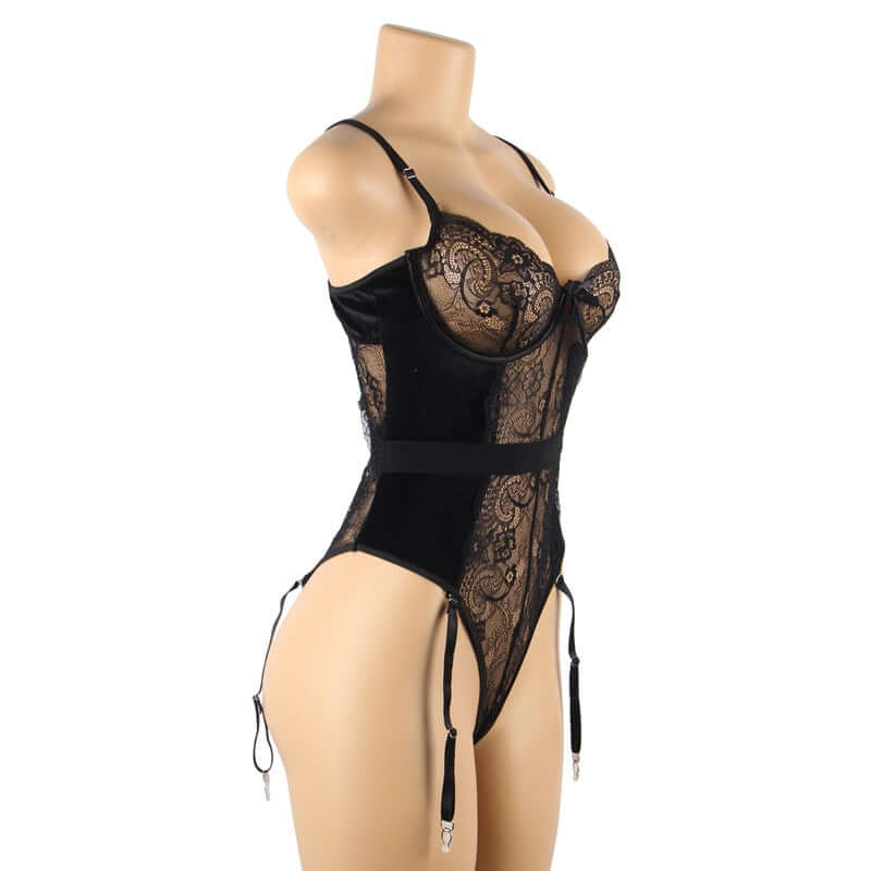 Garter Set Lace Underwire Bodysuit (M-5XL)