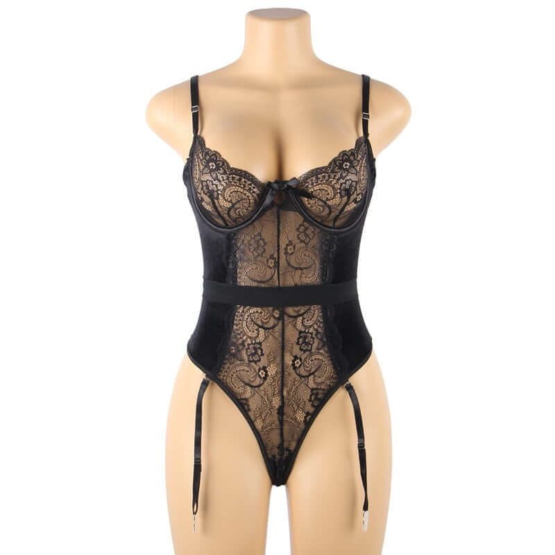 Garter Set Lace Underwire Bodysuit (M-5XL)