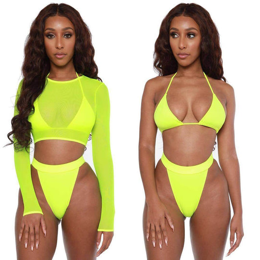 3 Piece Neon Green Bikini