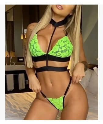 Elastic Neck Collar Lace Lingerie Set