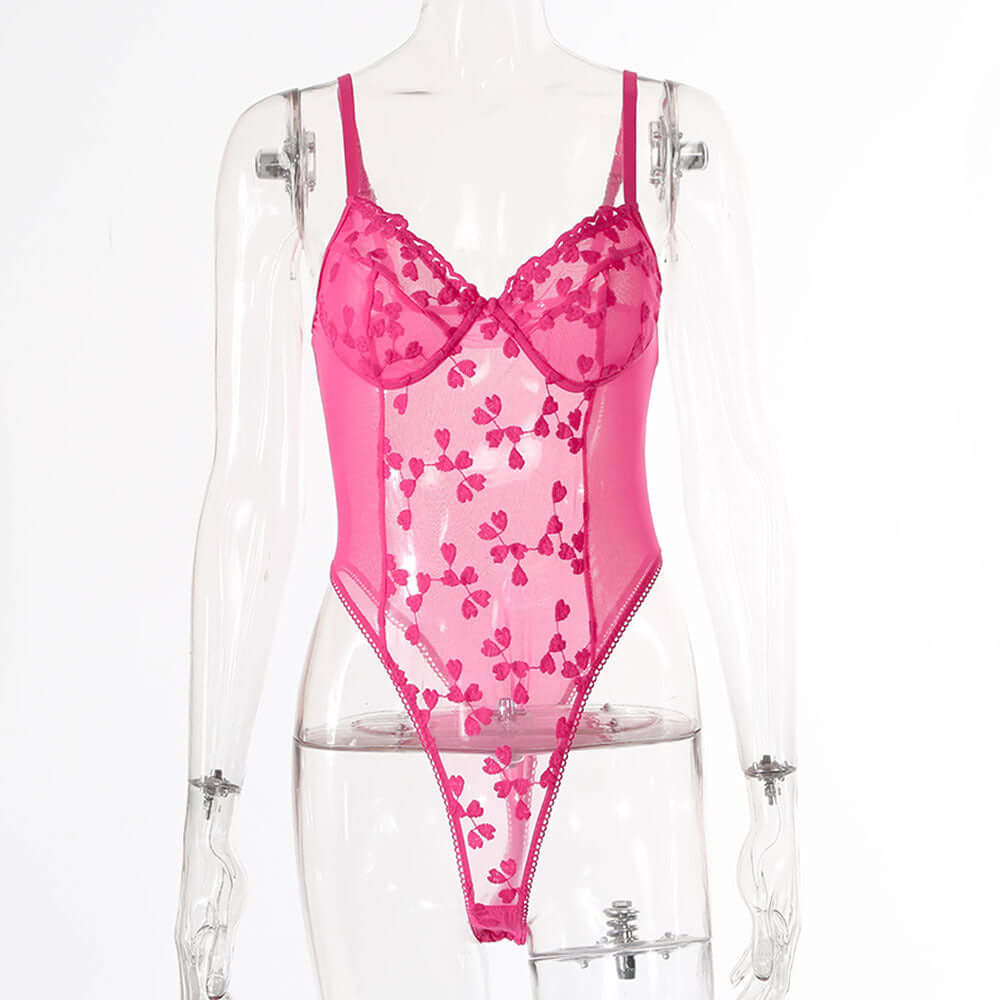 Bright Pink Embroidered Lingerie