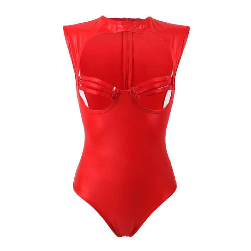 Leather Look One-piece Trade Suit