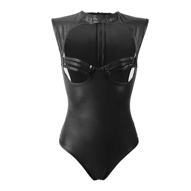 Leather Look One-piece Trade Suit