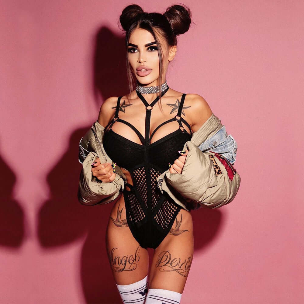 Hanging Neck Mesh Bodysuit