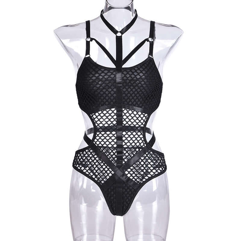Hanging Neck Mesh Bodysuit