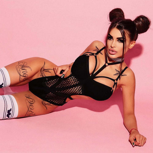 Hanging Neck Mesh Bodysuit