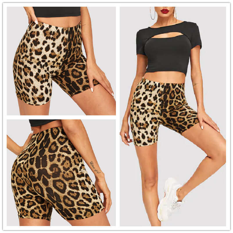 Leopard Print Yoga Shorts